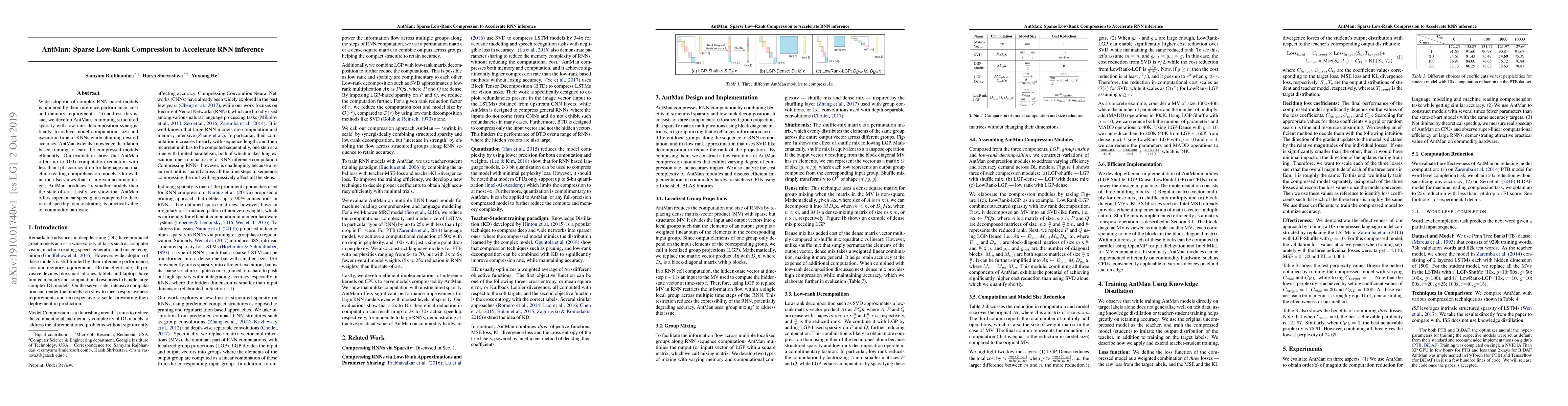 Thumbnail for AntMan: Sparse Low-Rank Compression to Accelerate RNN inference