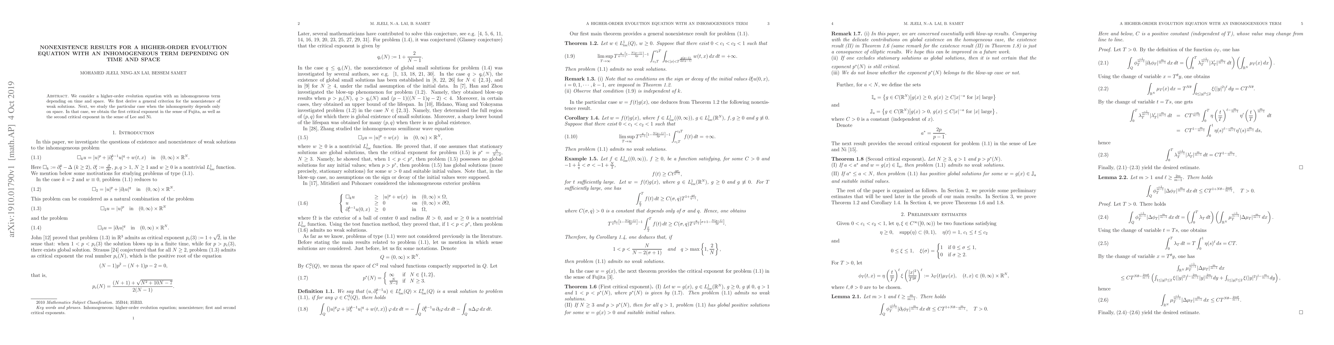 Thumbnail for Nonexistence results for a higher-order evolution equation with an
  inhomogeneous term depending on time and space