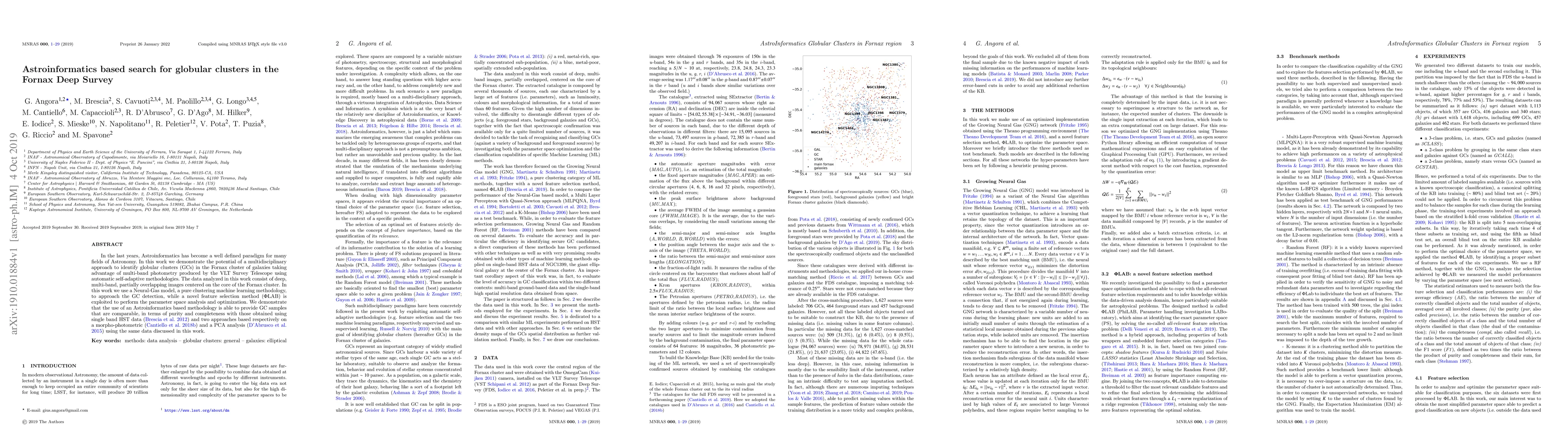 Thumbnail for Astroinformatics based search for globular clusters in the Fornax Deep
  Survey