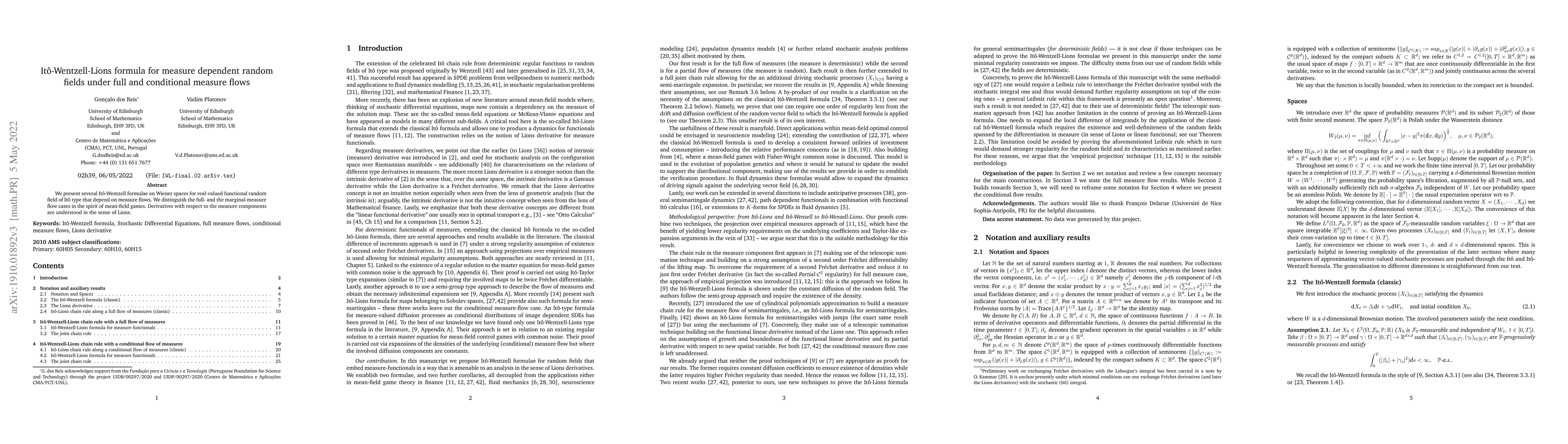 Thumbnail for Ito-Wentzell-Lions formula for measure dependent random fields under
  full and conditional measure flows