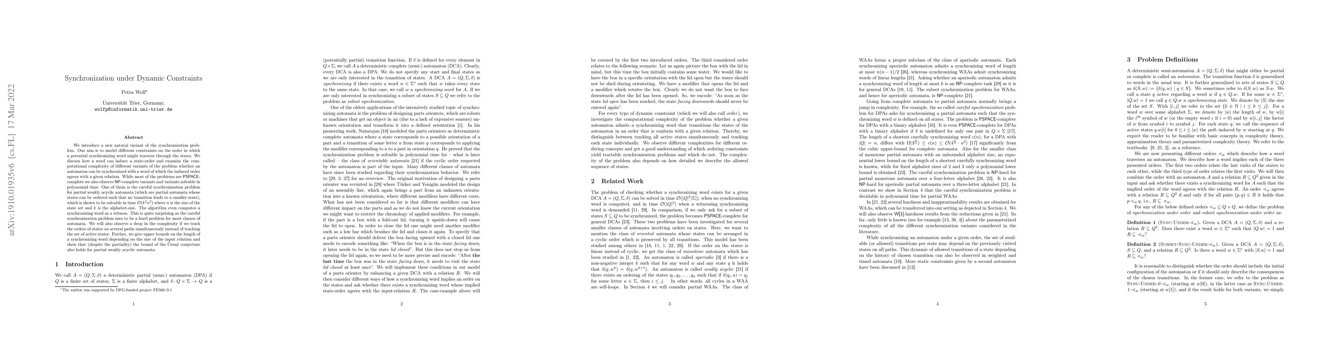 Thumbnail for Synchronization under Dynamic Constraints