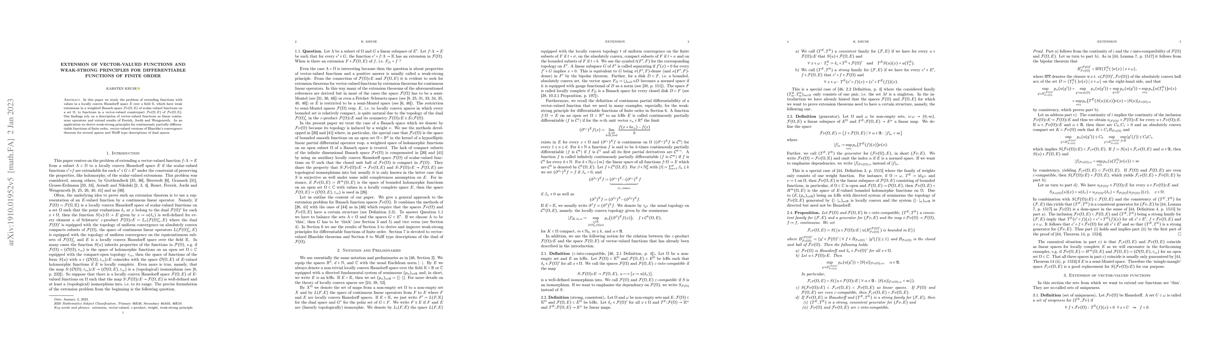 Thumbnail for Extension of vector-valued functions and weak-strong principles for
  differentiable functions of finite order