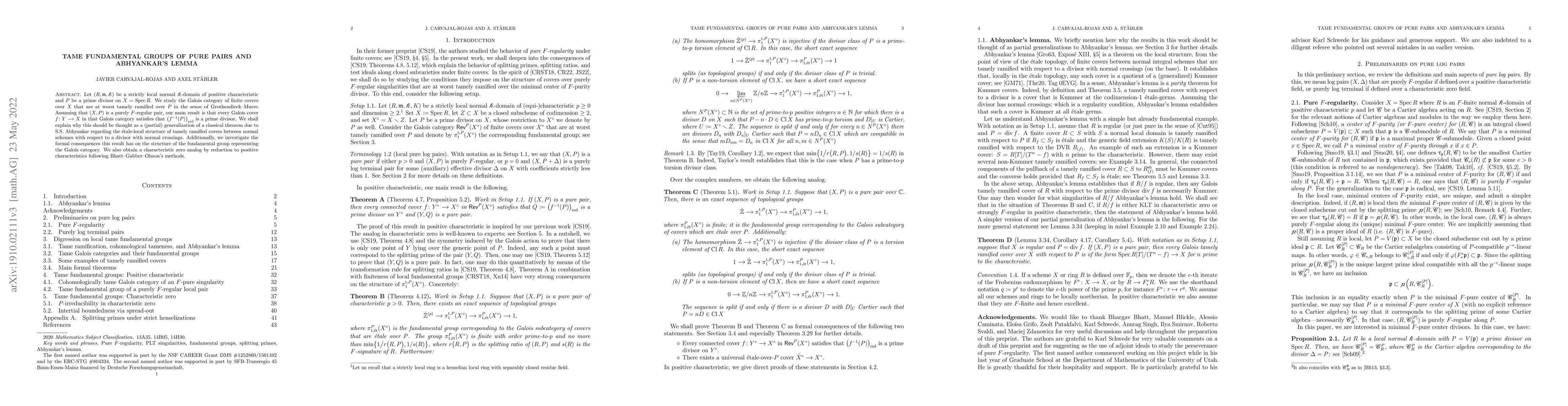 Thumbnail for Tame fundamental groups of pure pairs and Abhyankar's lemma