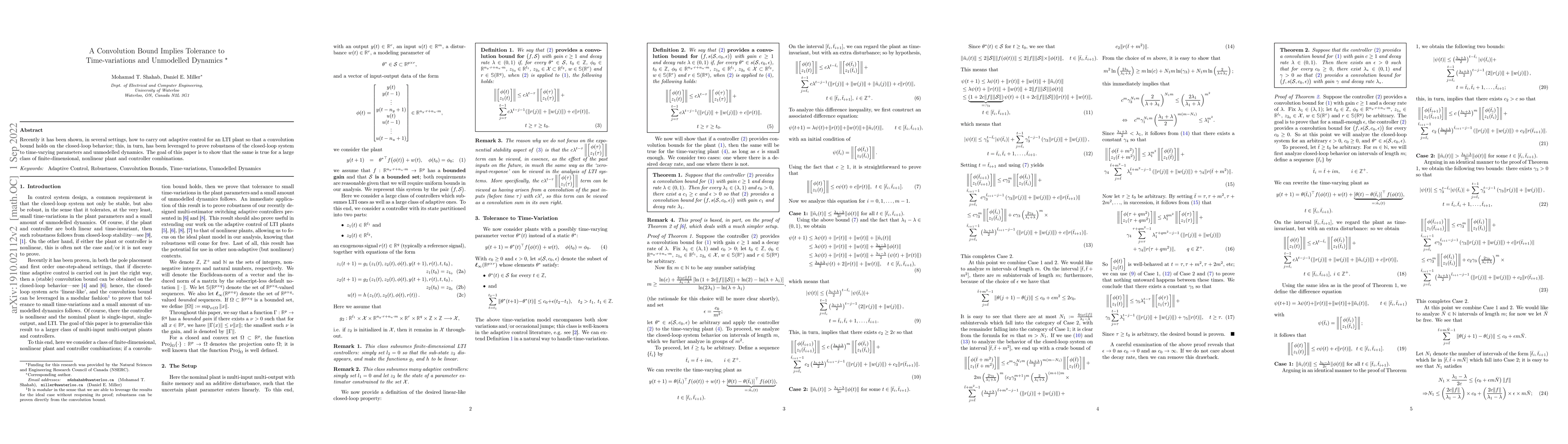 Thumbnail for A Convolution Bound Implies Tolerance to Time-variations and Unmodelled
  Dynamics