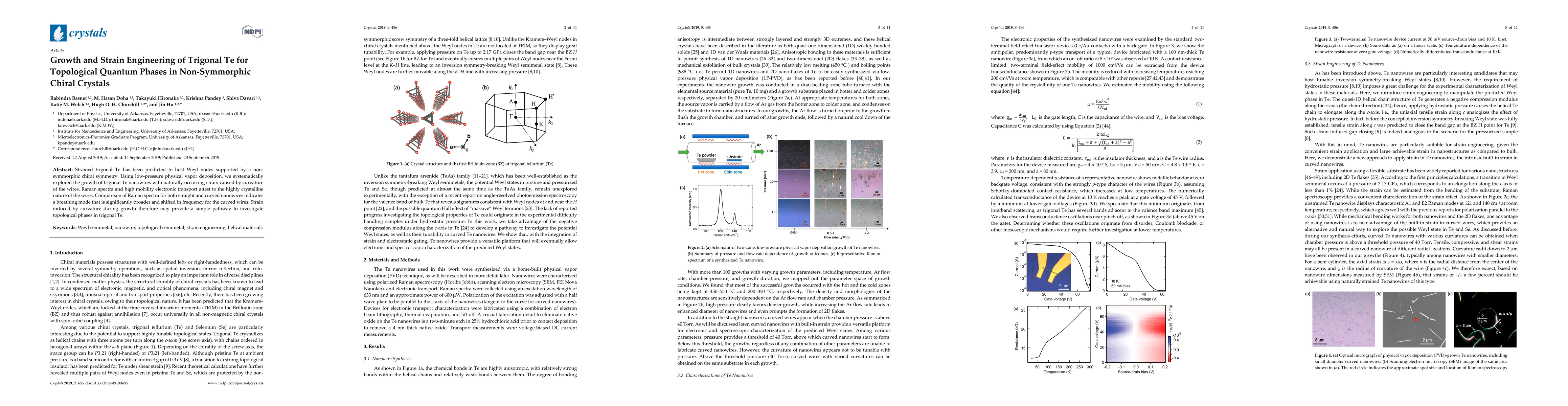 Thumbnail for Growth and Strain Engineering of Trigonal Te for Topological Quantum
  Phases in Non-Symmorphic Chiral Crystals