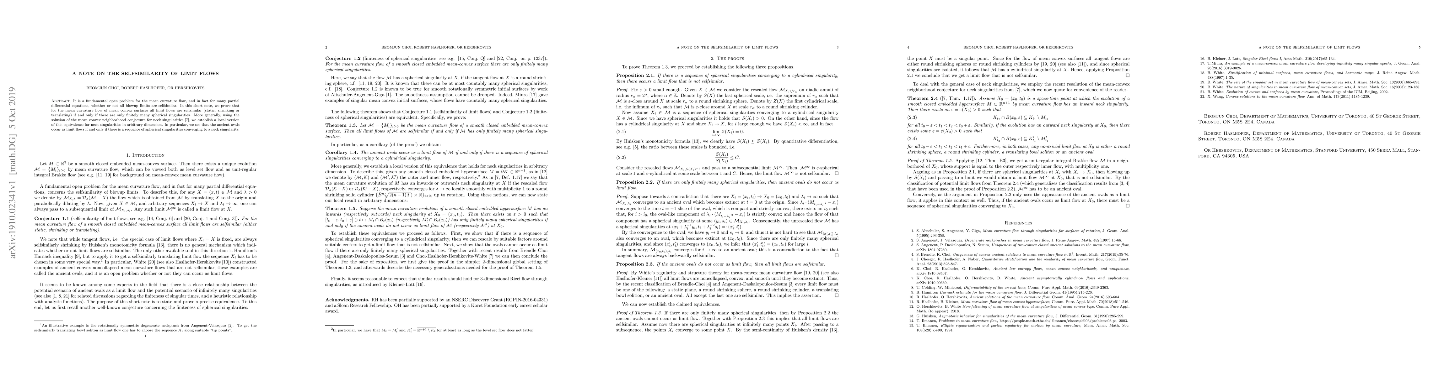 Thumbnail for A note on the selfsimilarity of limit flows