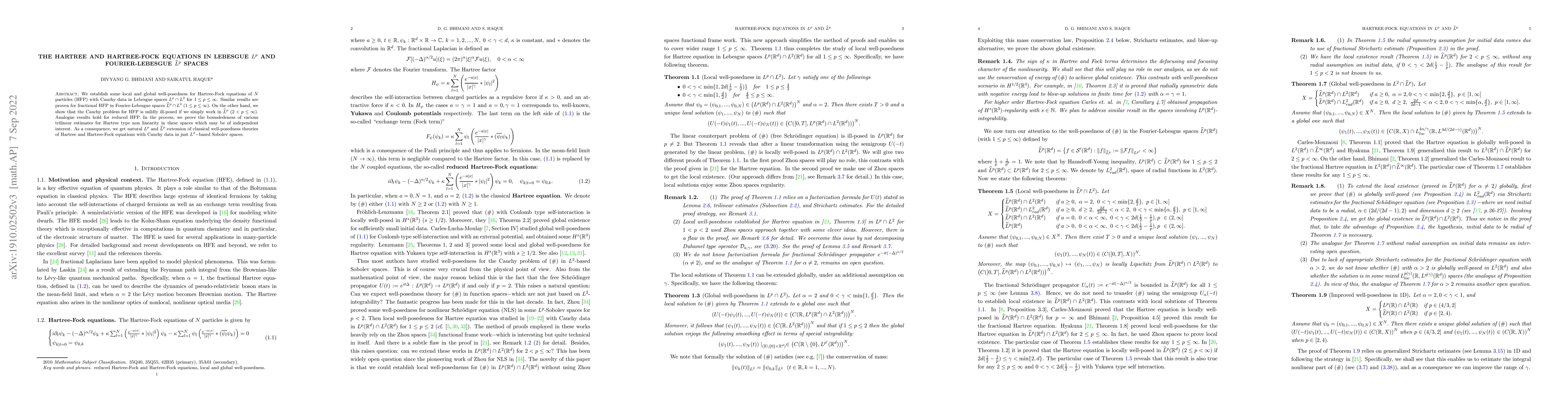 Thumbnail for The Hartree and Hartree-Fock equations in Lebesgue $L^p$ and
  Fourier-Lebesgue $\hat{L}^p$ spaces