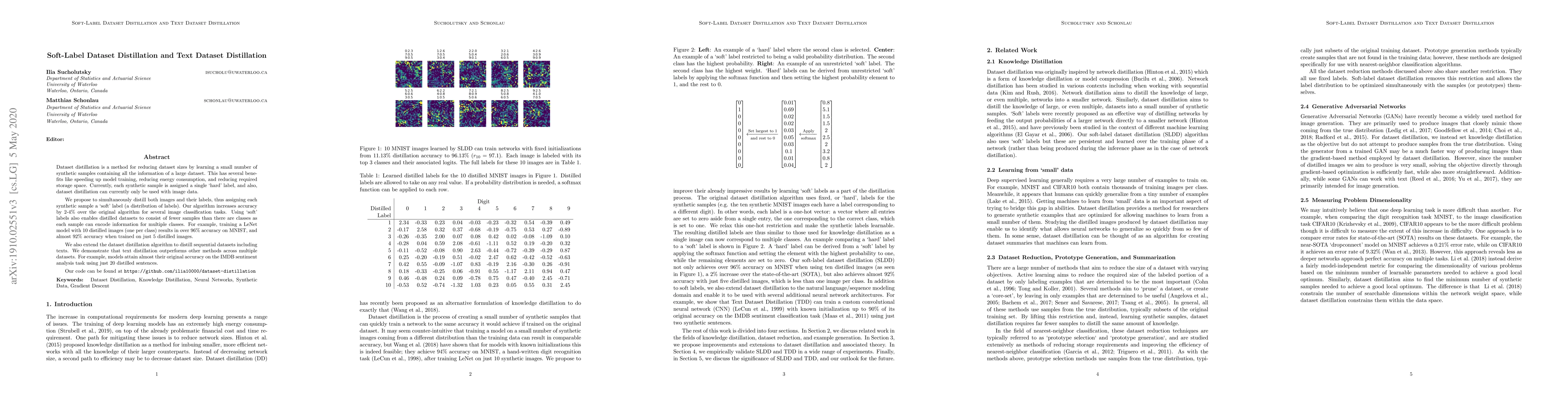 Thumbnail for Soft-Label Dataset Distillation and Text Dataset Distillation