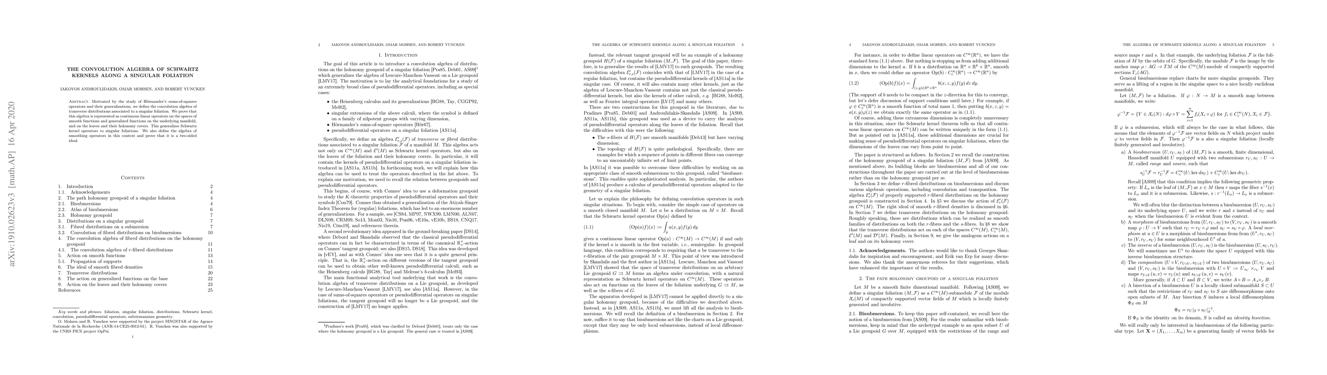 Thumbnail for The convolution algebra of Schwarz kernels on a singular foliation