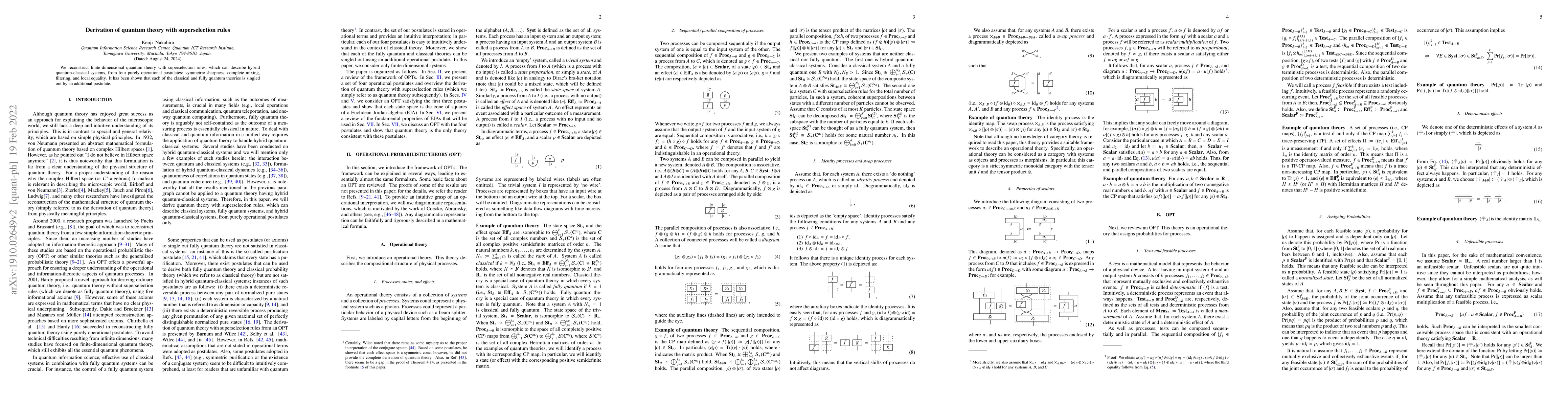 Thumbnail for Derivation of quantum theory with superselection rules