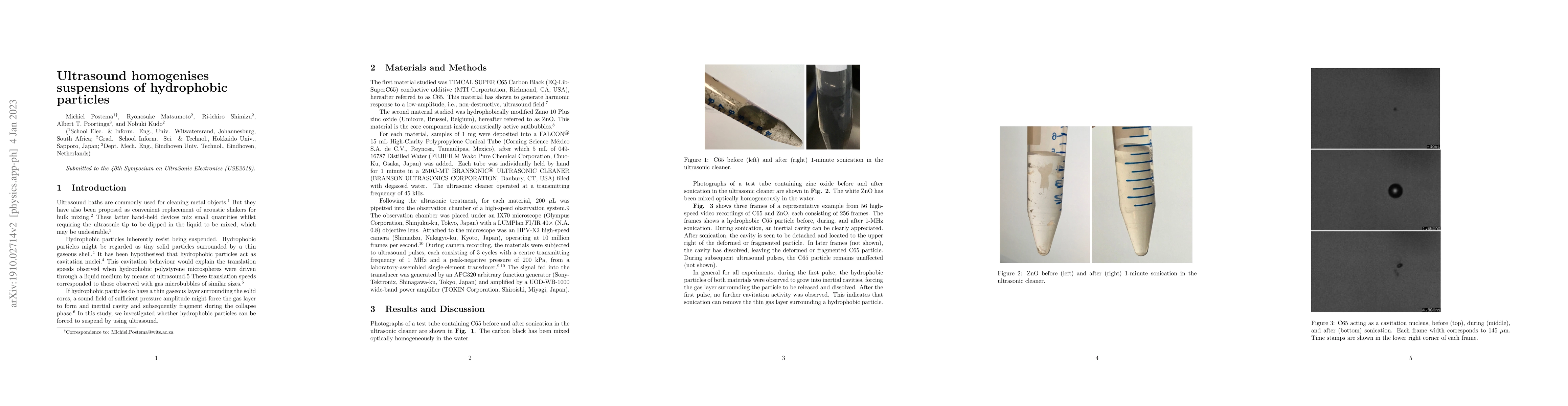 Thumbnail for Ultrasound homogenises suspensions of hydrophobic particles