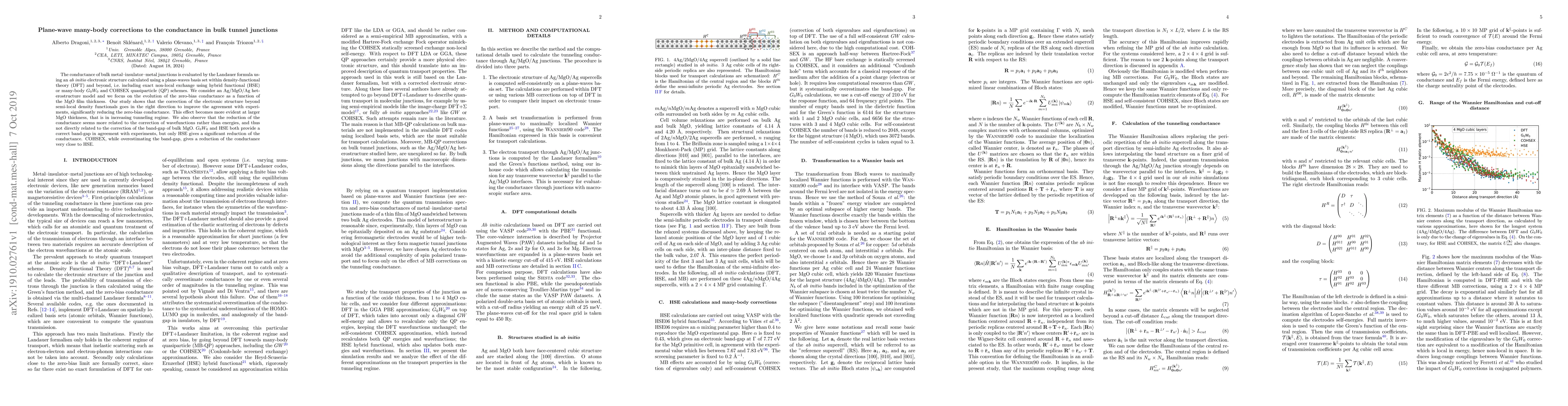 Thumbnail for Plane-wave many-body corrections to the conductance in bulk tunnel
  junctions