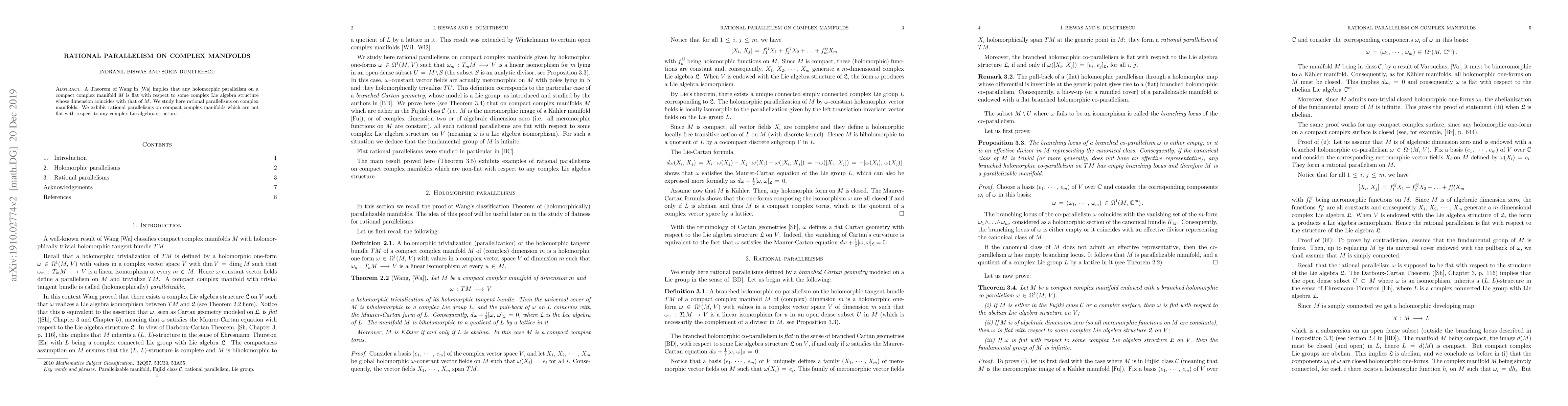 Thumbnail for Rational parallelism on complex manifolds