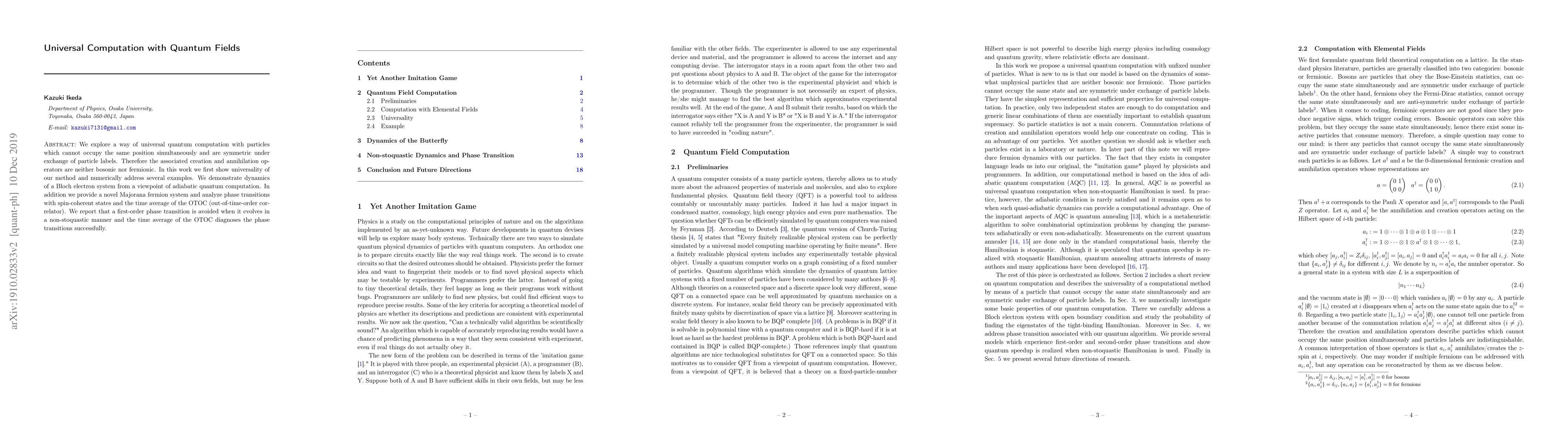 Thumbnail for Universal Computation with Quantum Fields