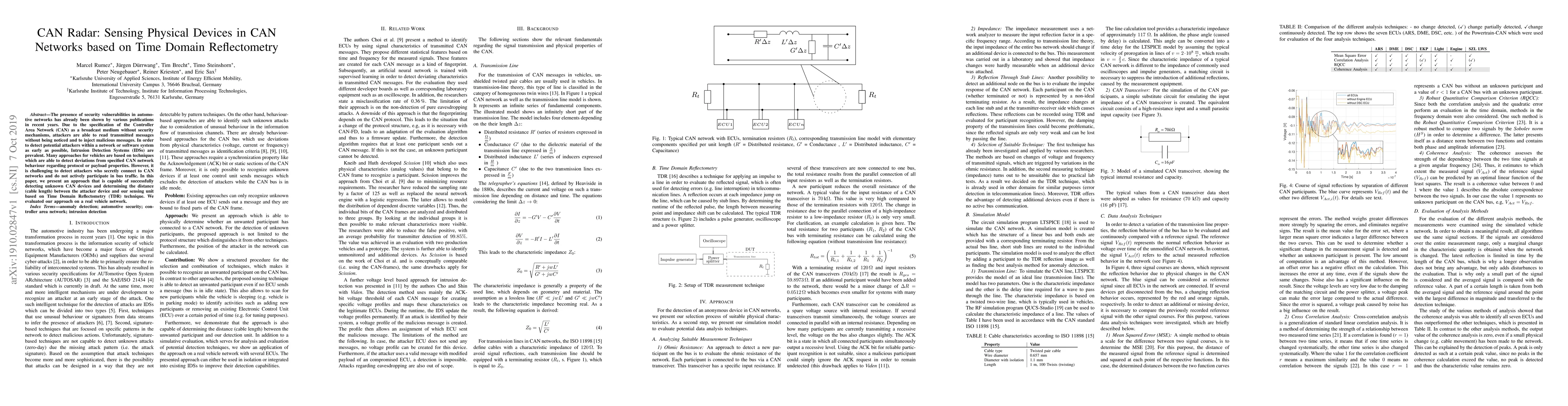 Thumbnail for CAN Radar: Sensing Physical Devices in CAN Networks based on Time Domain
  Reflectometry