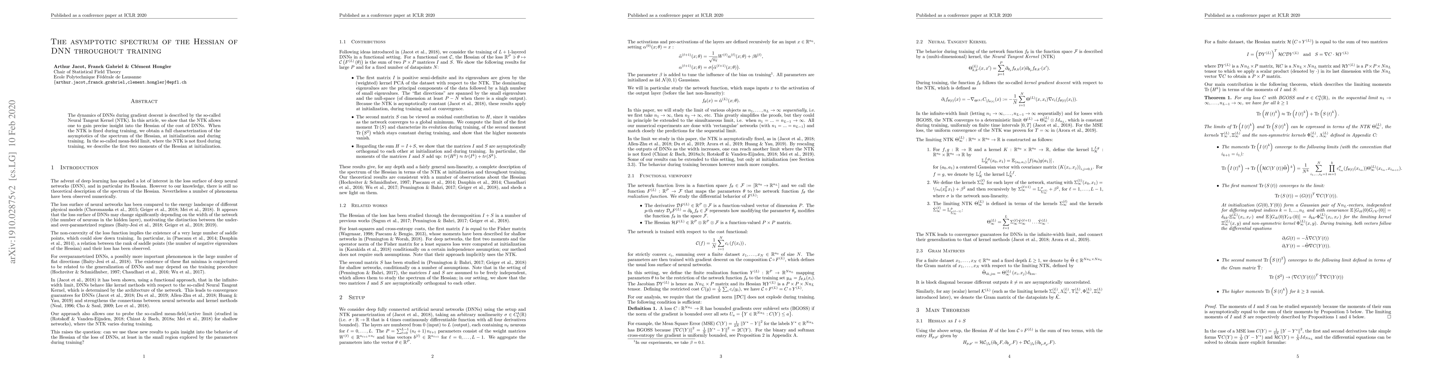 Thumbnail for The asymptotic spectrum of the Hessian of DNN throughout training