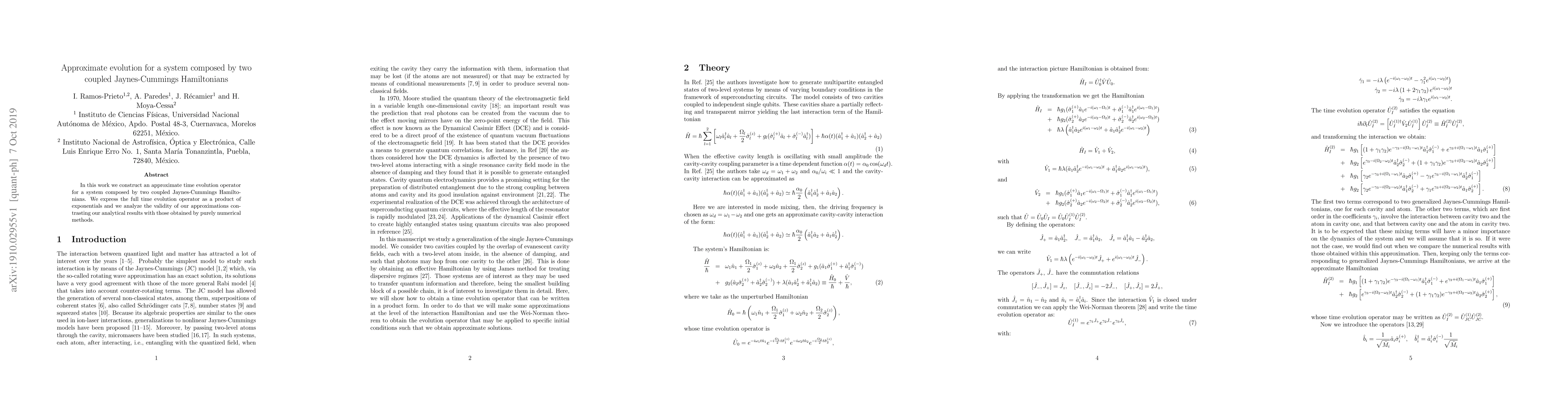 Thumbnail for Approximate evolution for a system composed by two coupled
  Jaynes-Cummings Hamiltonians