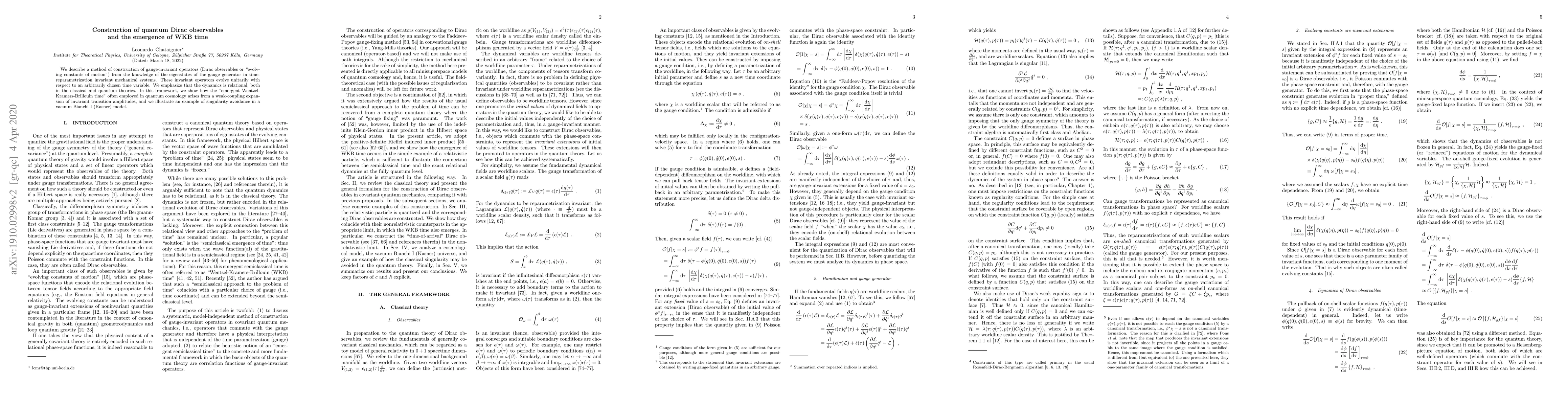 Thumbnail for Construction of quantum Dirac observables and the emergence of WKB time