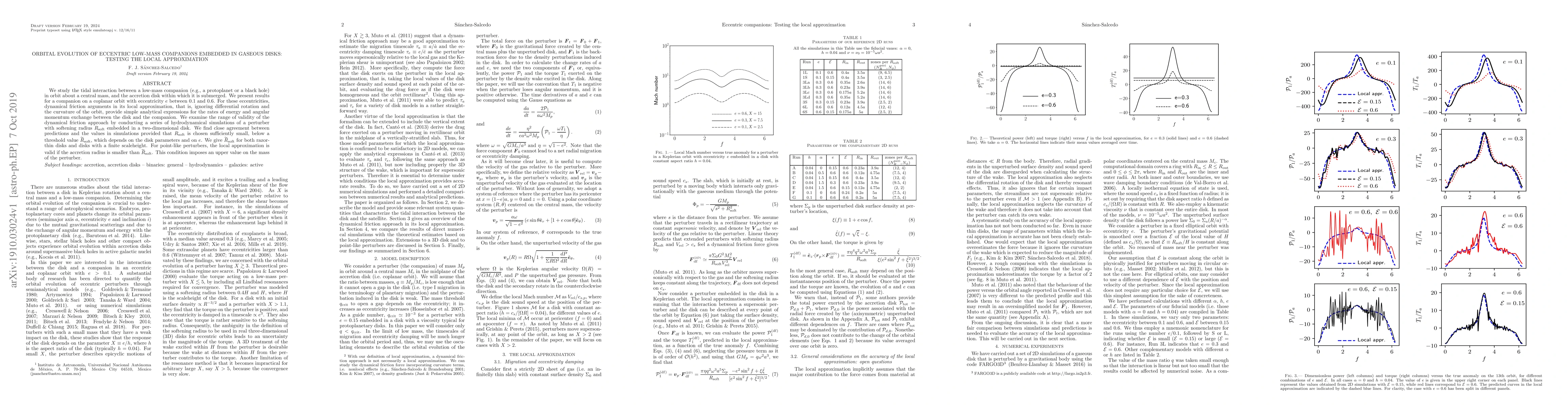 Thumbnail for Orbital evolution of eccentric low-mass companions embedded in gaseous
  disks: testing the local approximation