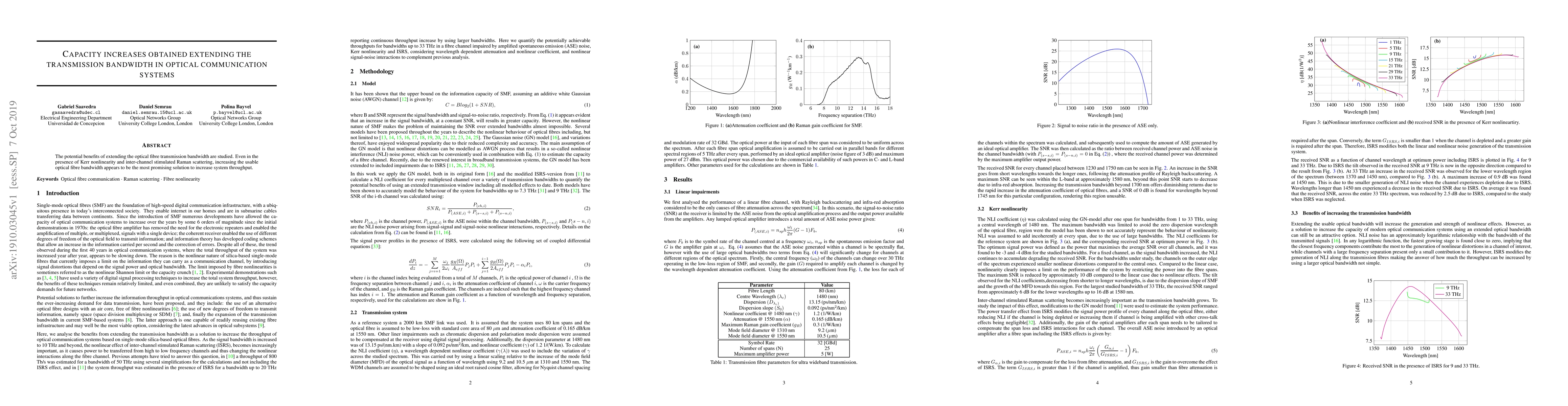 Thumbnail for Capacity increases obtained extending the transmission bandwidth in
  optical communication systems