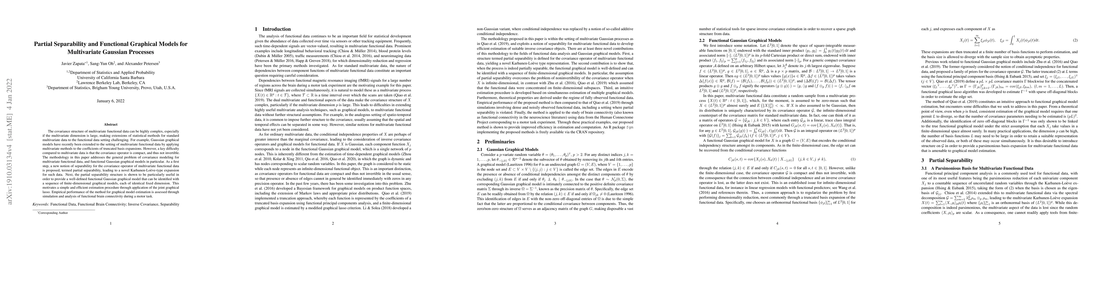 Thumbnail for Partial Separability and Functional Graphical Models for Multivariate
  Gaussian Processes