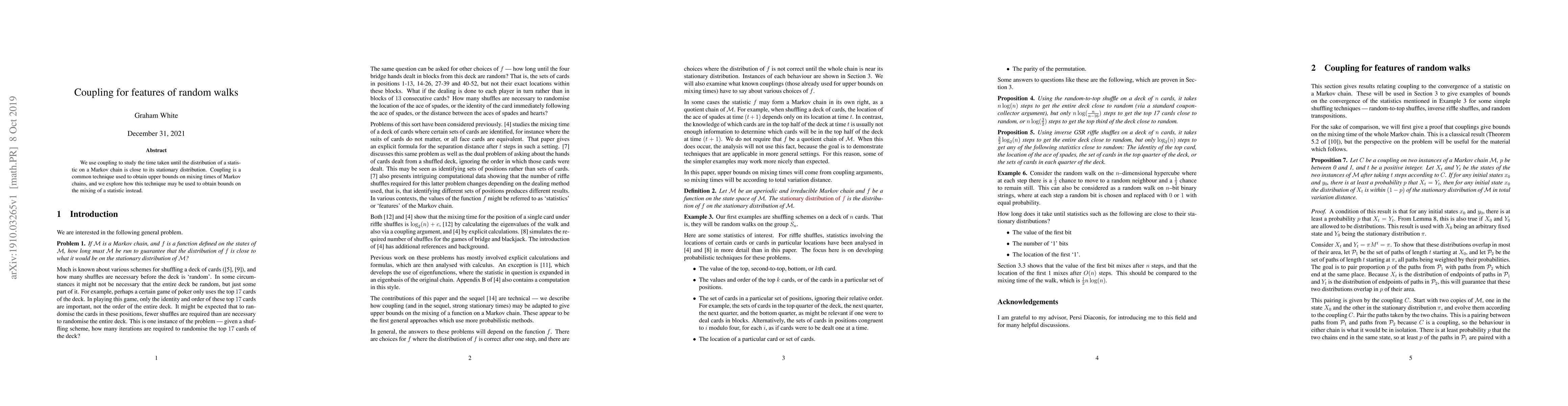 Thumbnail for Coupling for features of random walks