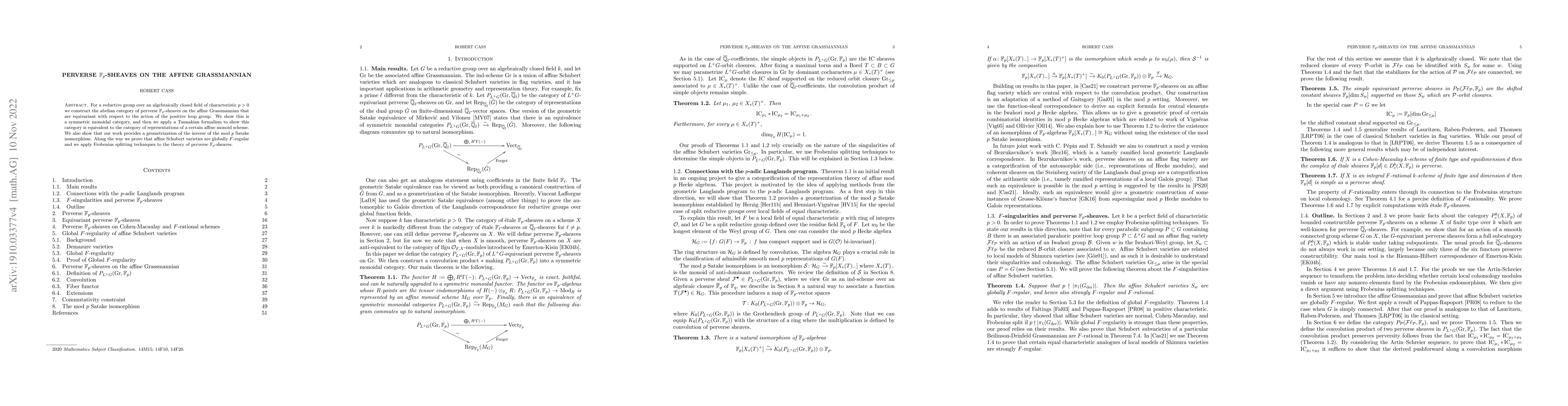 Thumbnail for Perverse $\mathbb{F}_p$-sheaves on the affine Grassmannian