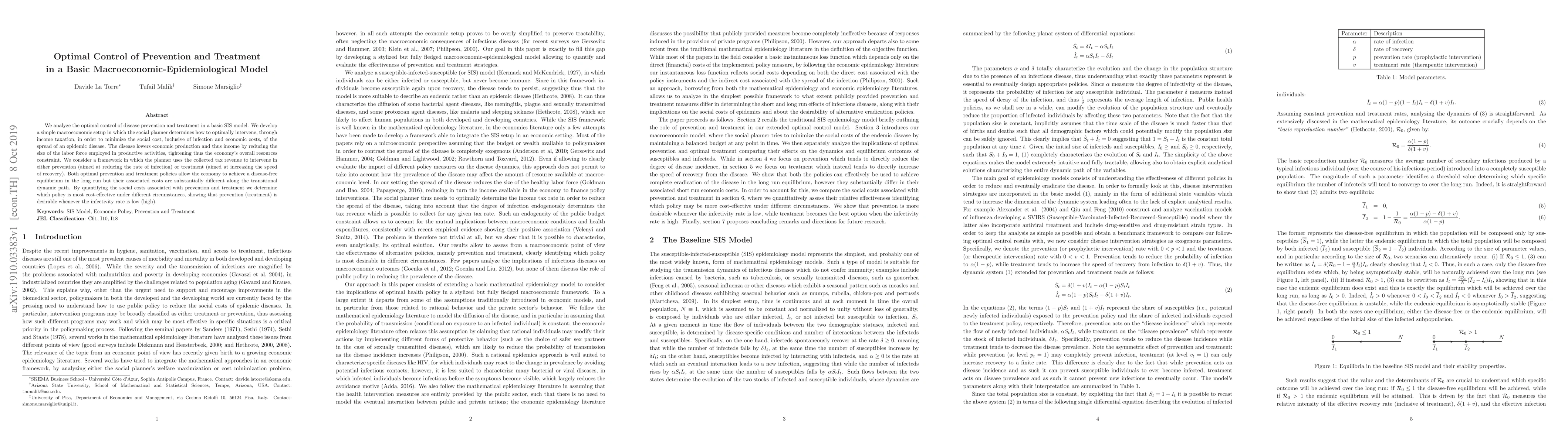 Thumbnail for Optimal Control of Prevention and Treatment in a Basic
  Macroeconomic-Epidemiological Model