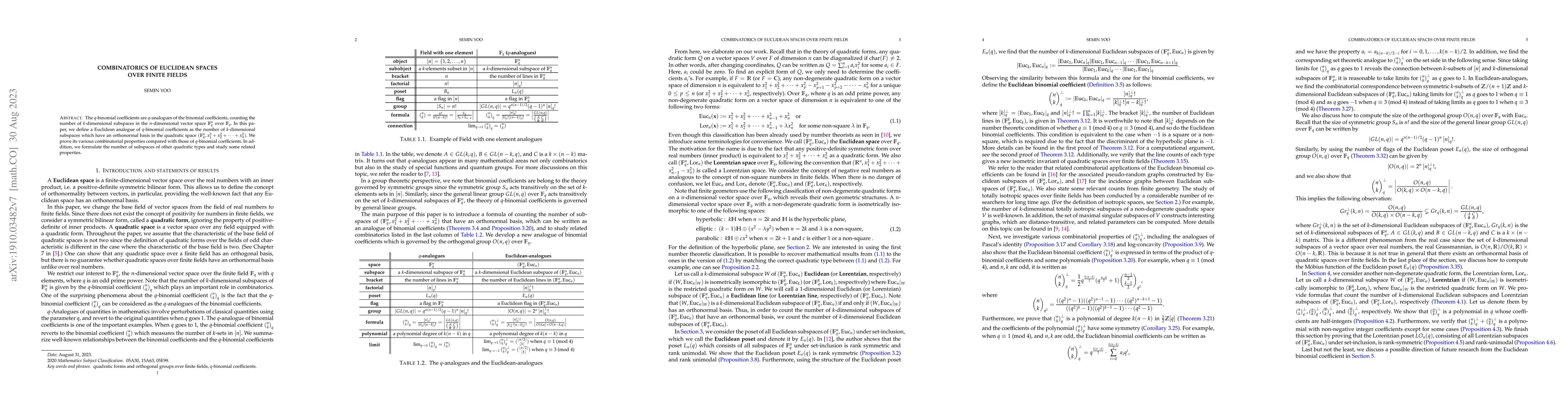Thumbnail for Combinatorics of Euclidean spaces over finite fields