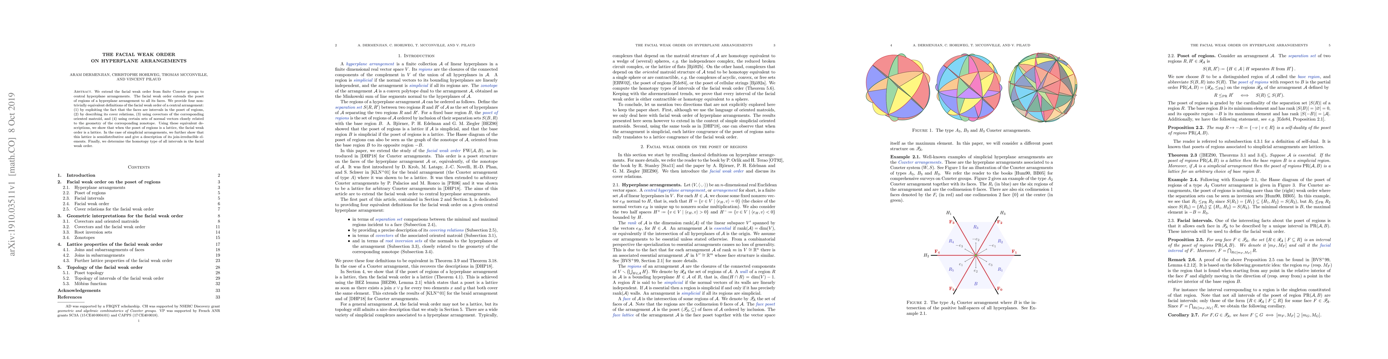 Thumbnail for The facial weak order on hyperplane arrangements