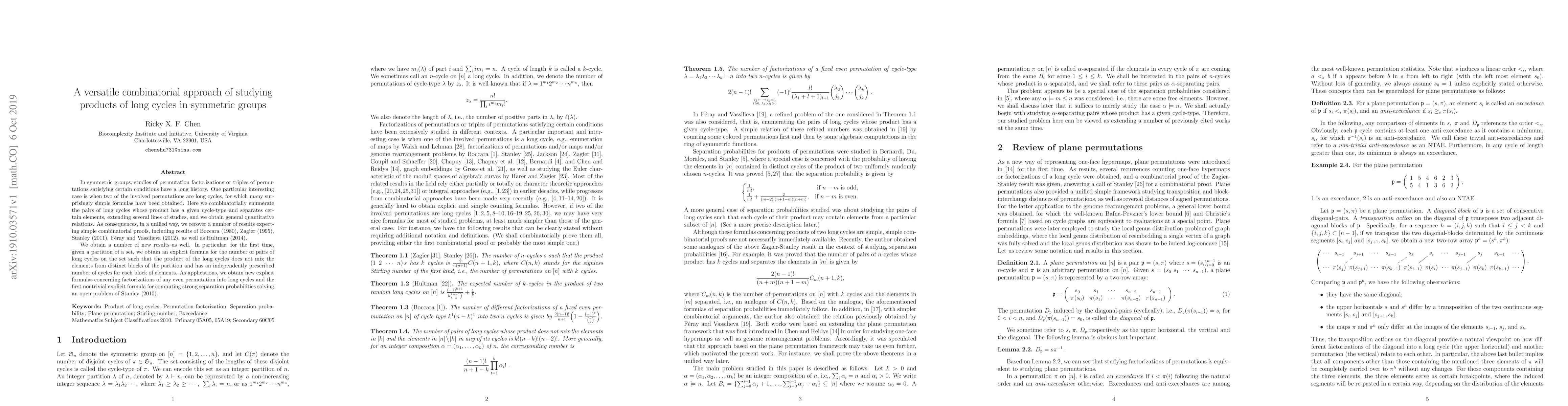 Thumbnail for A versatile combinatorial approach of studying products of long cycles
  in symmetric groups