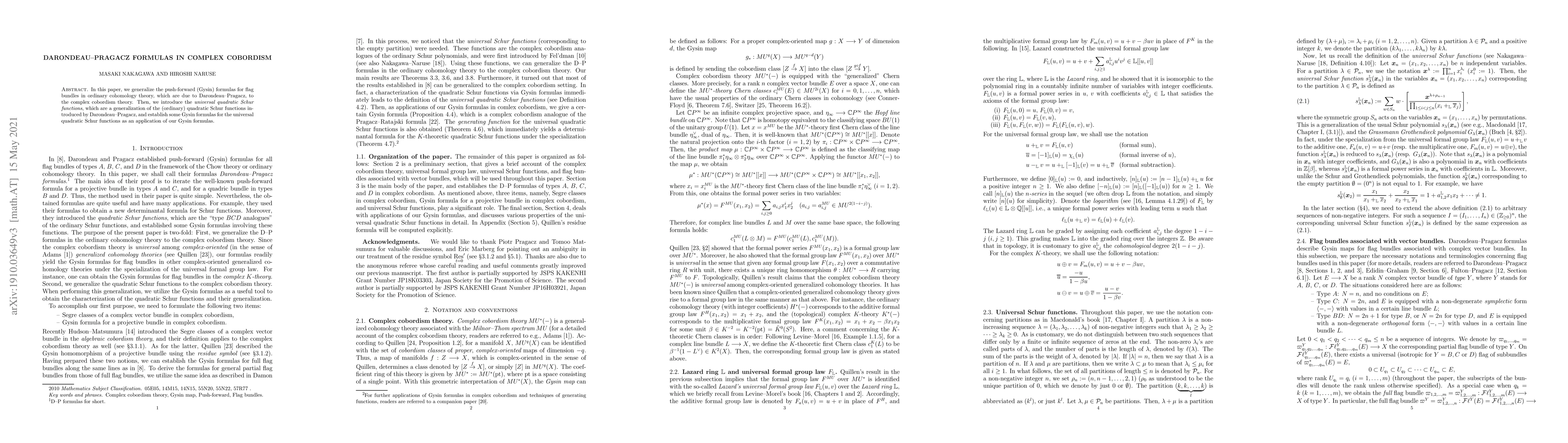 Thumbnail for Darondeau-Pragacz formulas in complex cobordism