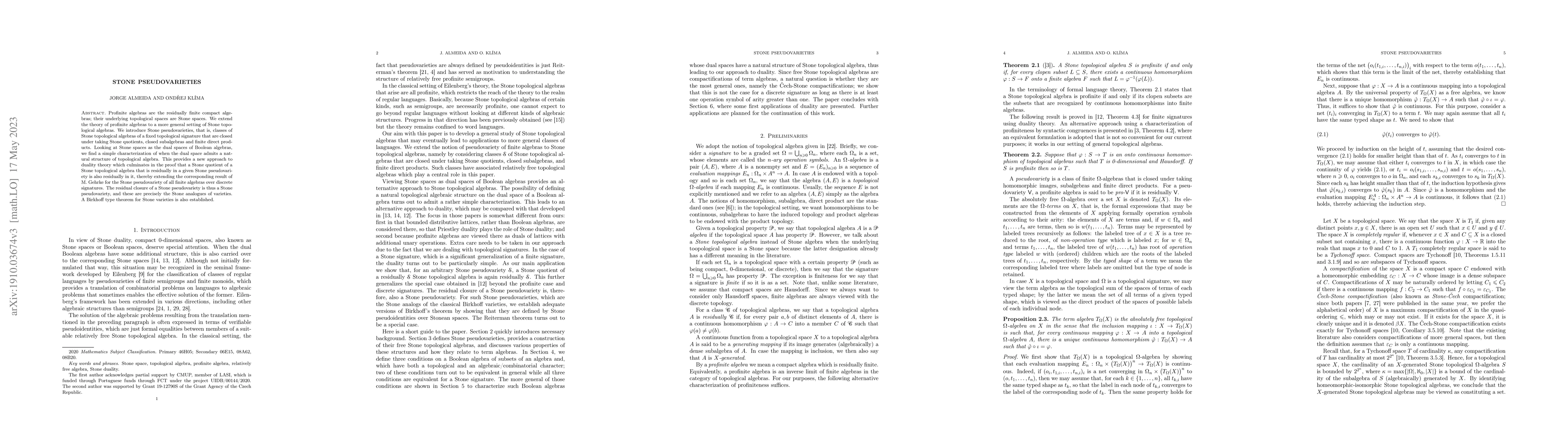 Thumbnail for Stone pseudovarieties