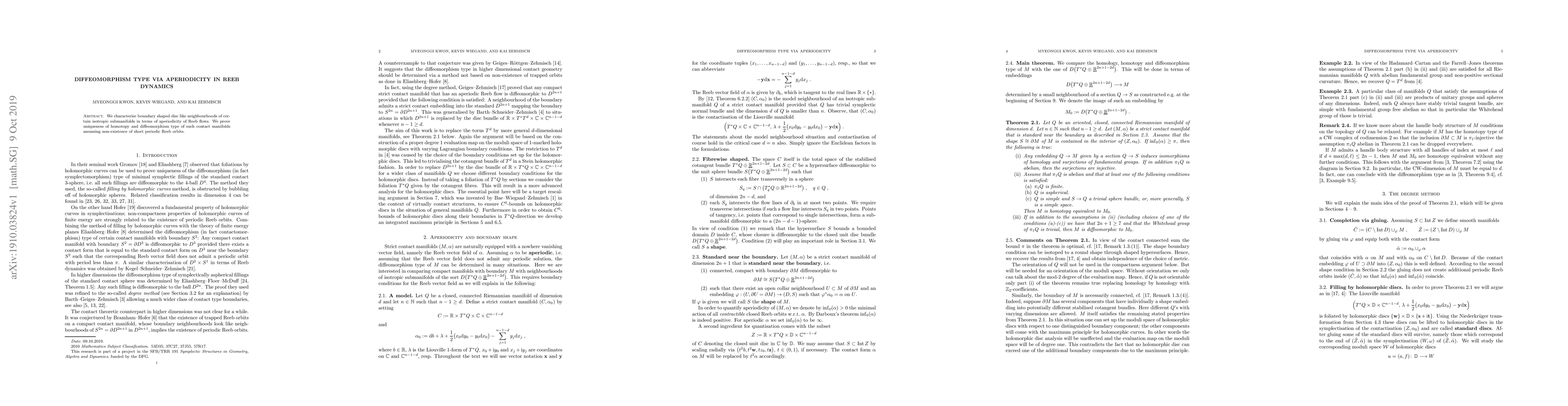 Thumbnail for Diffeomorphism type via aperiodicity in Reeb dynamics