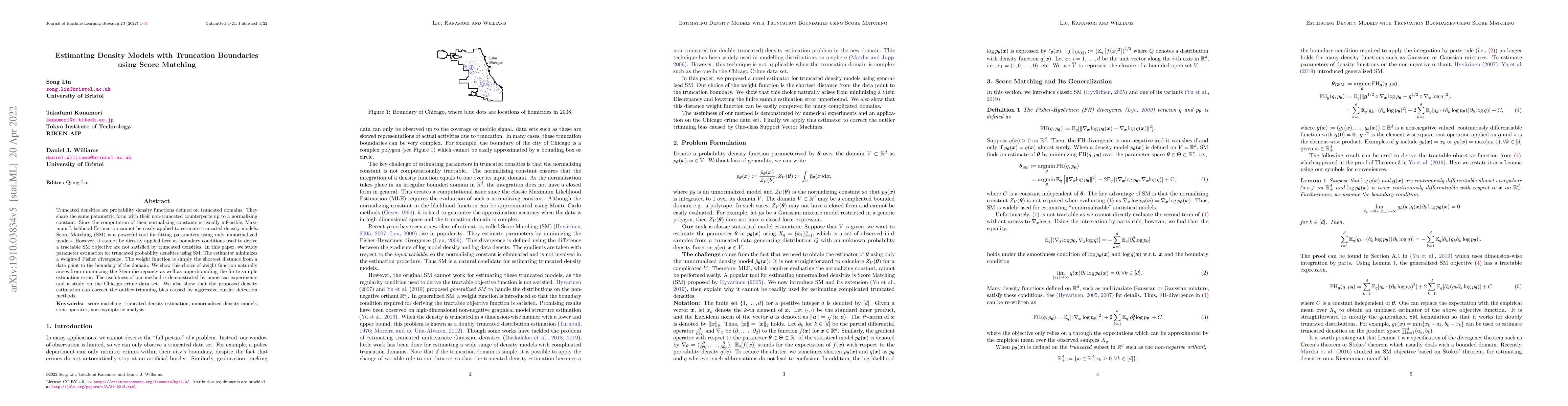 Thumbnail for Estimating Density Models with Truncation Boundaries using Score
  Matching