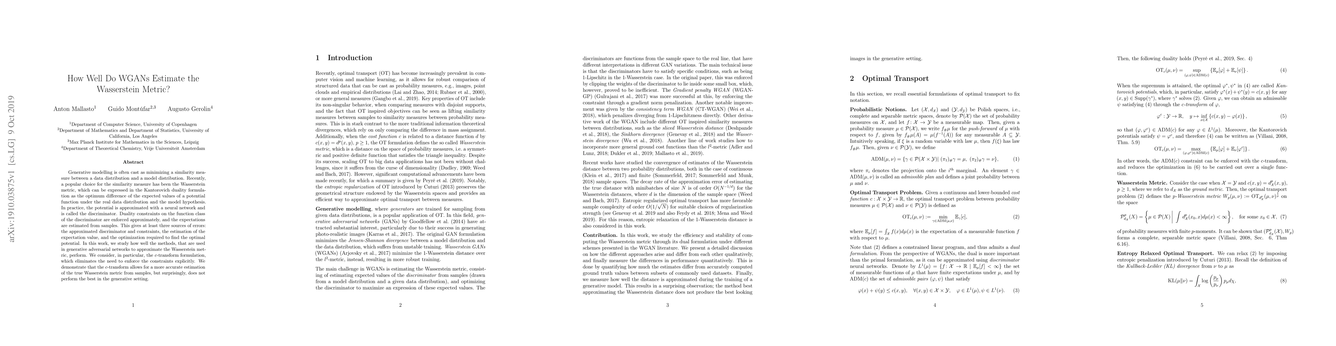 Thumbnail for How Well Do WGANs Estimate the Wasserstein Metric?