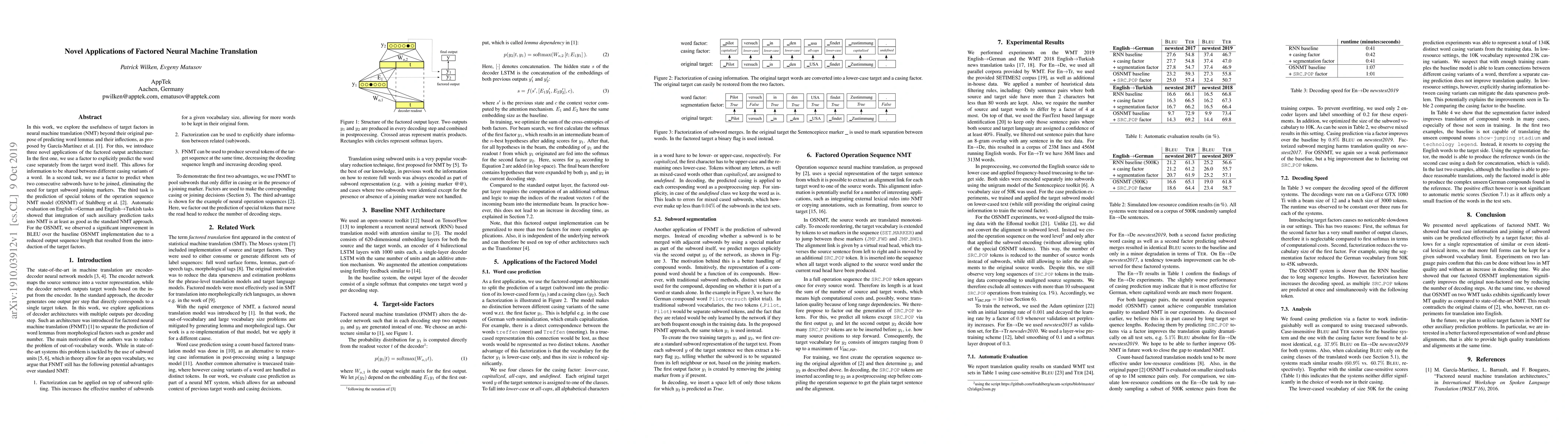 Thumbnail for Novel Applications of Factored Neural Machine Translation
