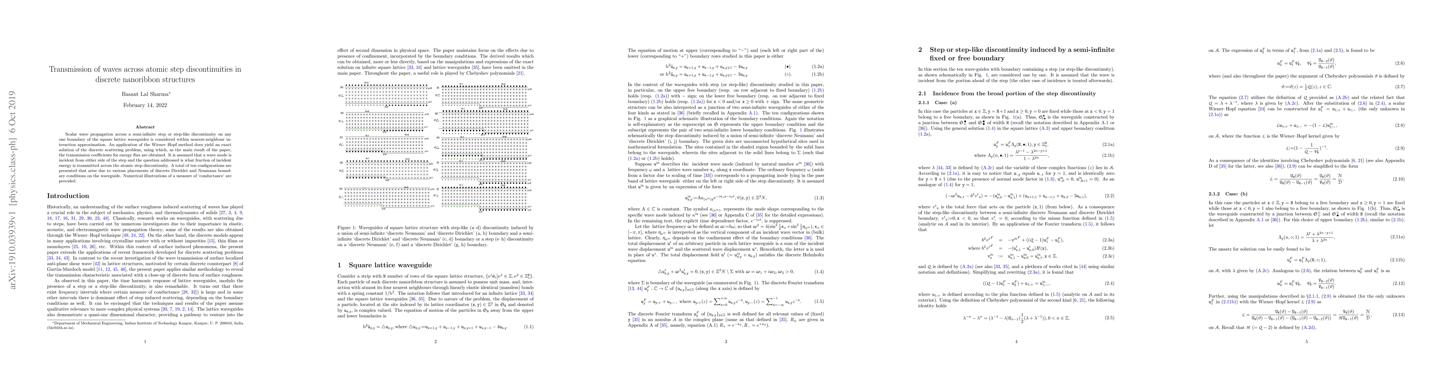 Thumbnail for Transmission of waves across atomic step discontinuities in discrete
  nanoribbon structures