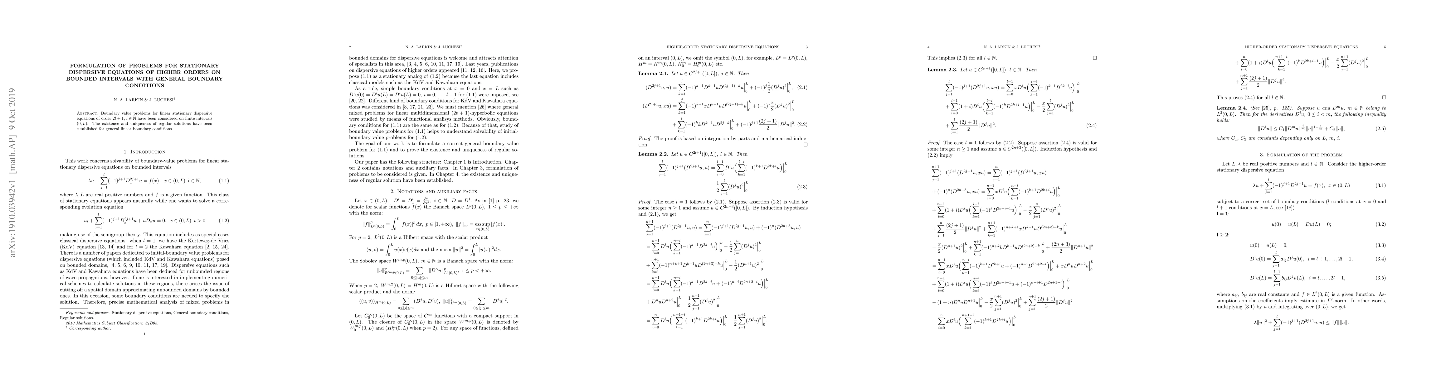 Thumbnail for Formulation of problems for stationary dispersive equations of higher
  orders on bounded intervals with general boundary conditions