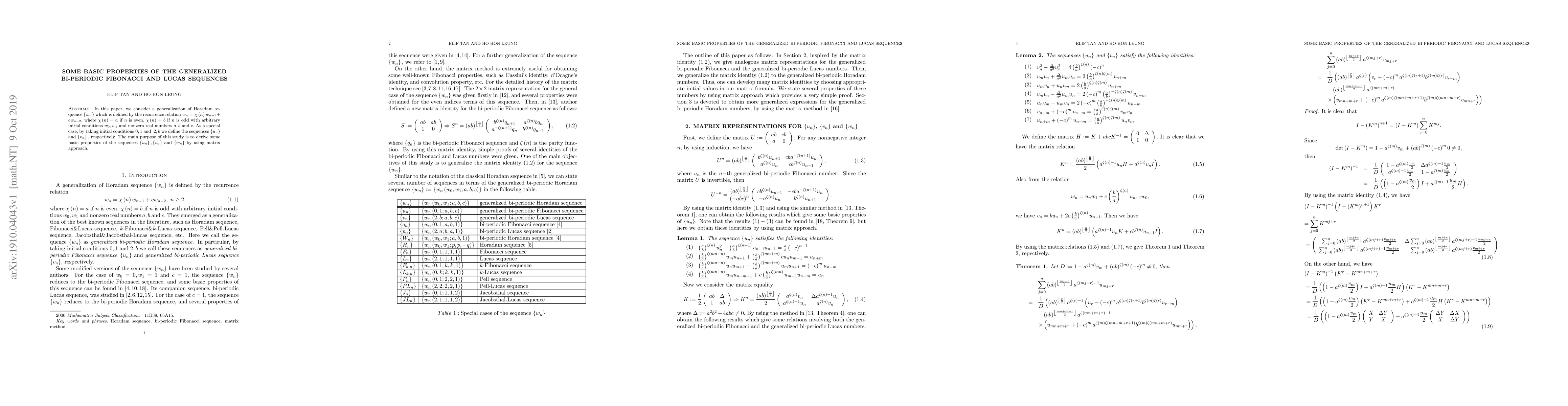 Thumbnail for Some basic properties of the generalized bi-periodic Fibonacci and Lucas
  sequences