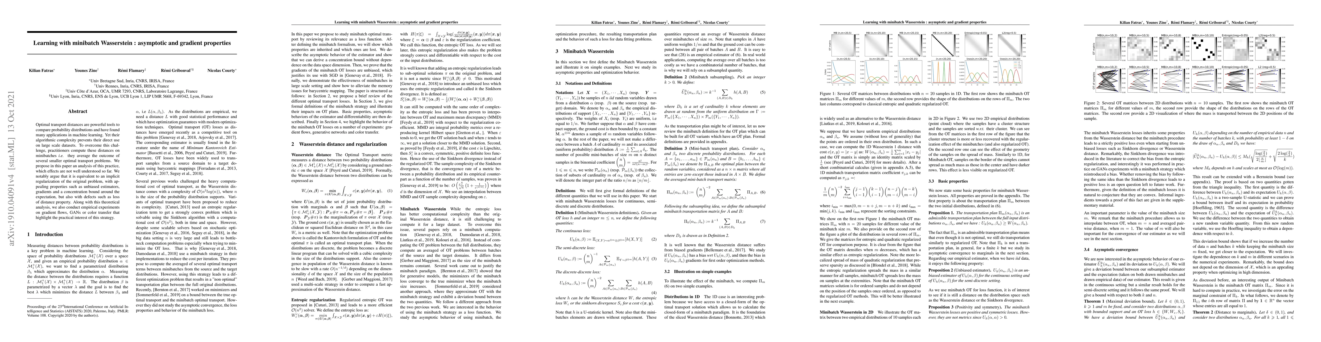 Thumbnail for Learning with minibatch Wasserstein : asymptotic and gradient properties