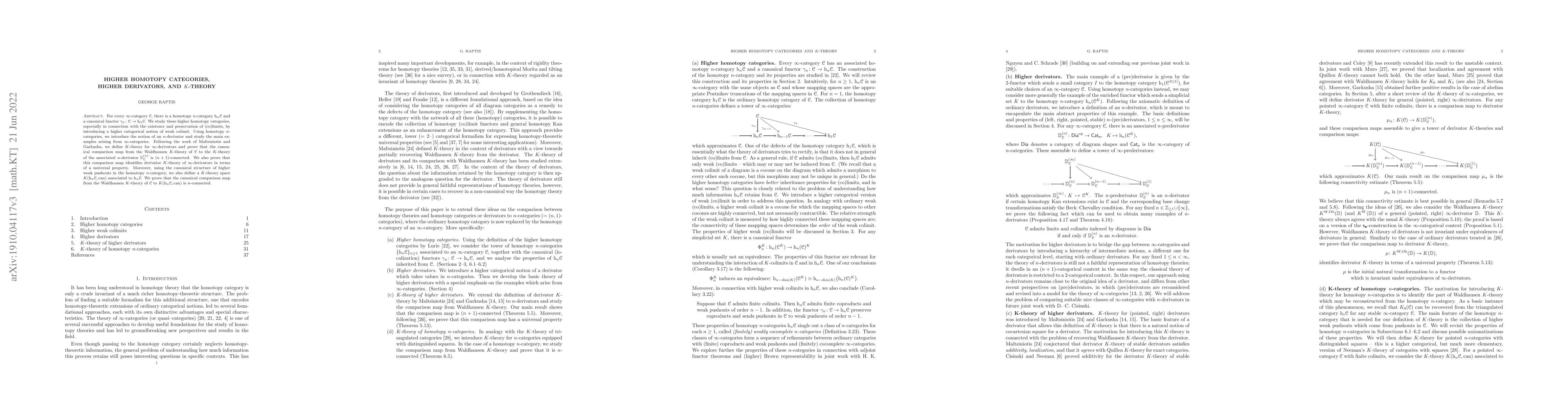 Thumbnail for Higher homotopy categories, higher derivators, and K-theory