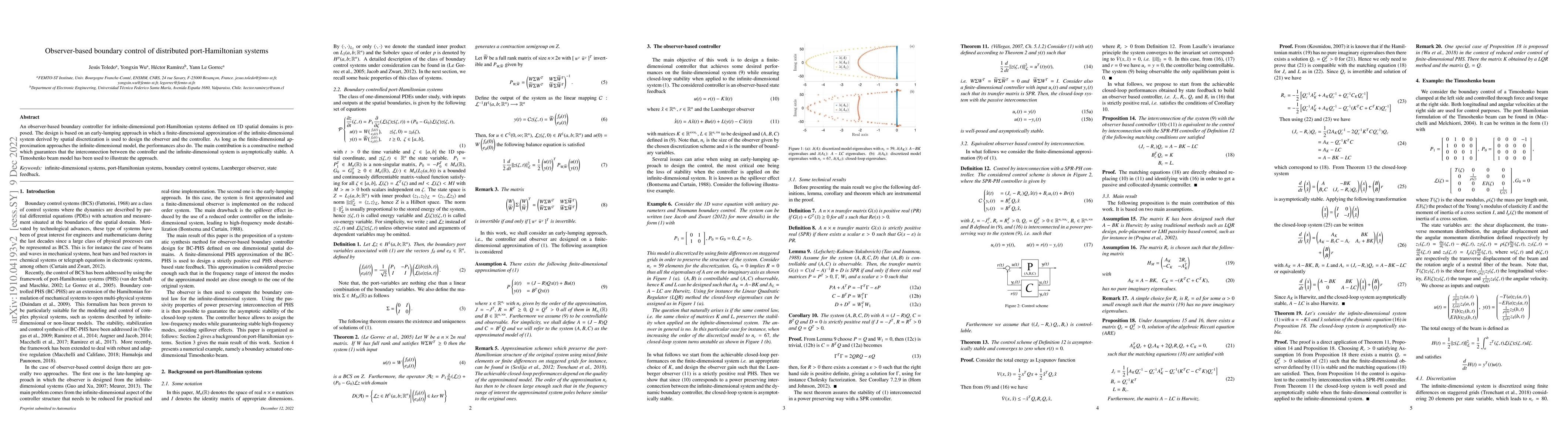 Thumbnail for Observer-based boundary control of distributed port-Hamiltonian systems