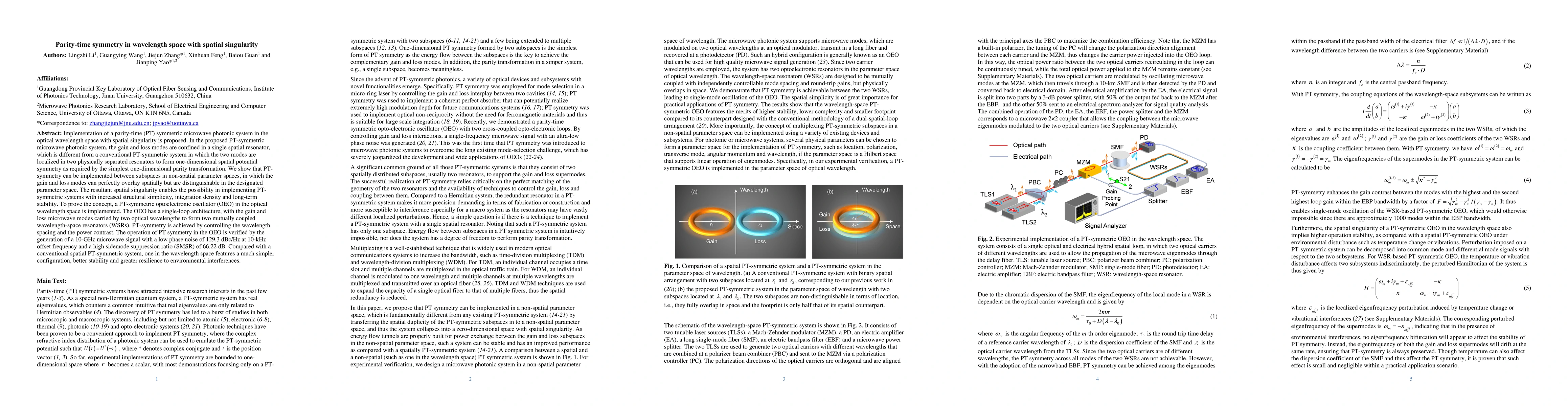 Thumbnail for Parity-time symmetry in wavelength space with spatial singularity