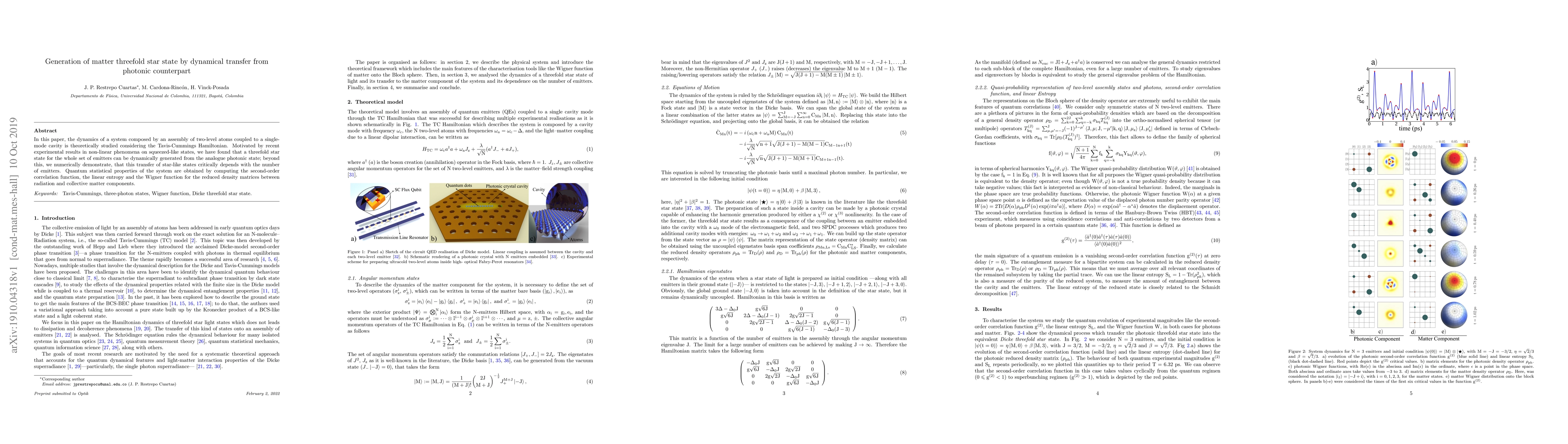 Thumbnail for Generation of matter threefold star state by dynamical transfer from
  photonic counterpart