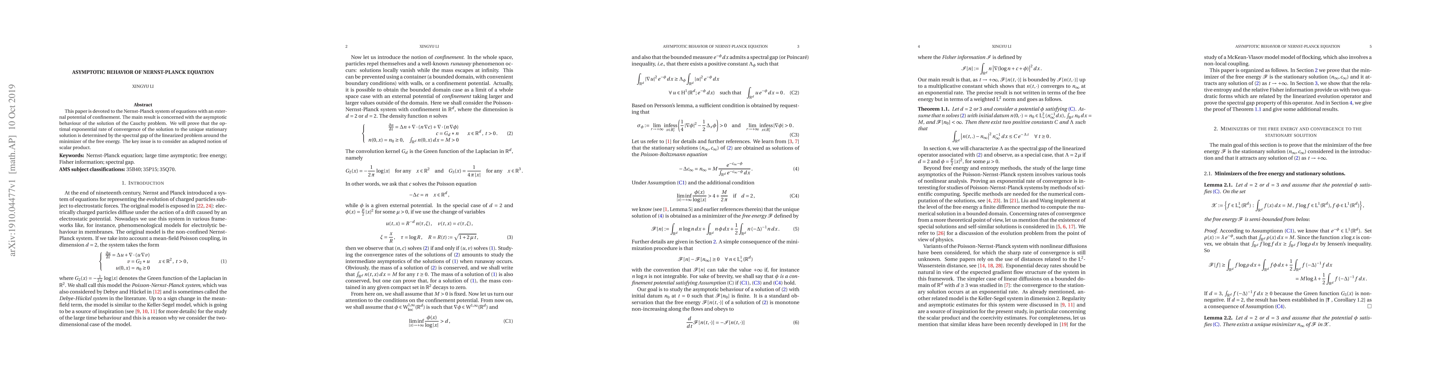 Thumbnail for Asymptotic behavior of Nernst-Planck equation