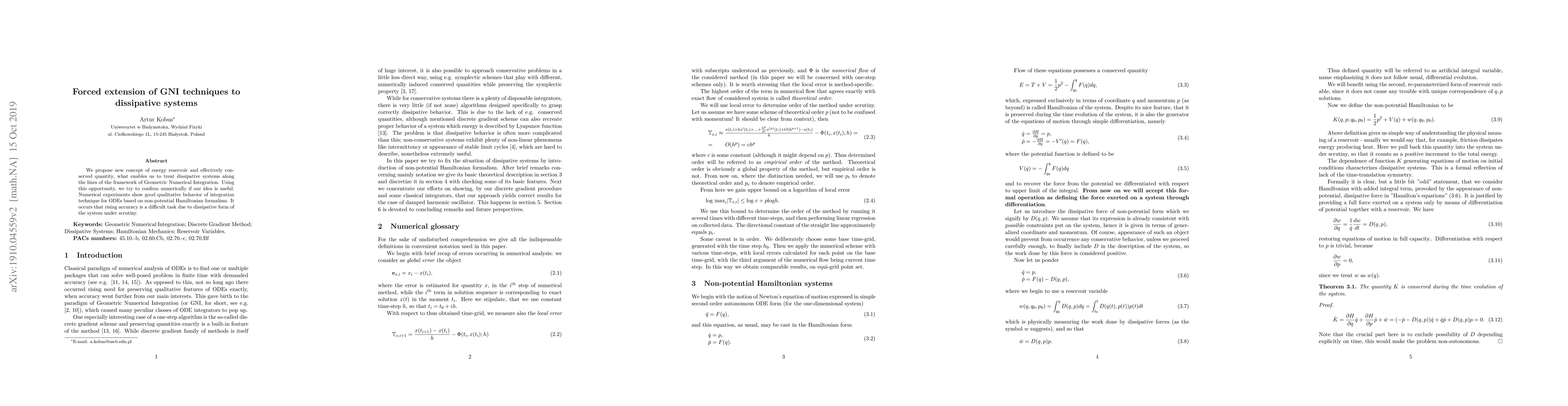 Thumbnail for Forced extension of GNI techniques to dissipative systems