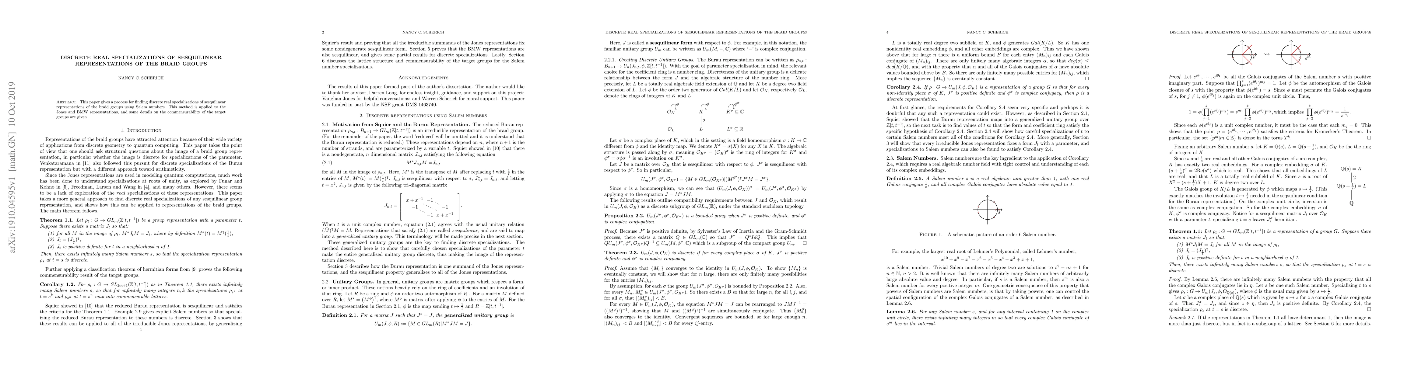 Thumbnail for Discrete Real Specializations of Sesquilinear Representations of the
  Braid Groups