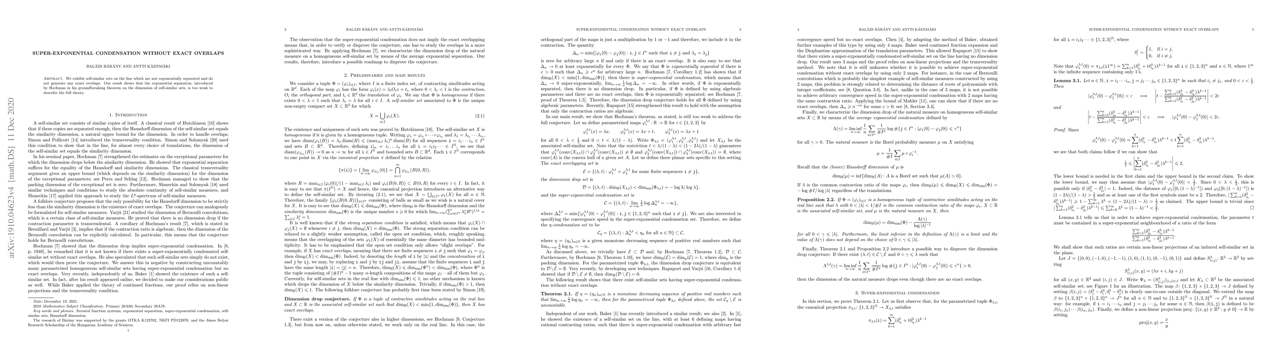 Thumbnail for Super-exponential condensation without exact overlaps