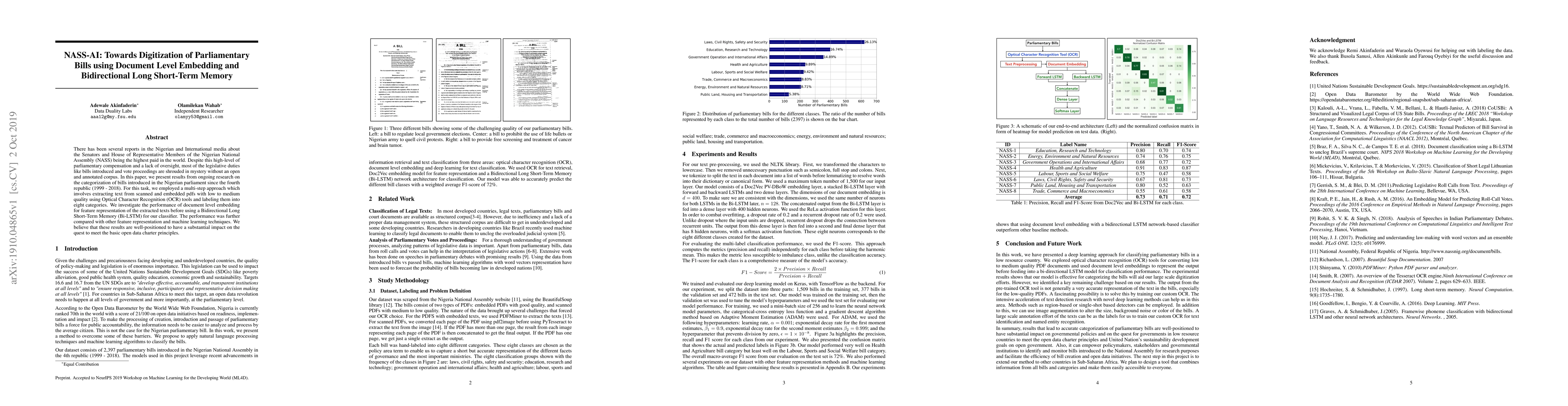 Thumbnail for NASS-AI: Towards Digitization of Parliamentary Bills using Document
  Level Embedding and Bidirectional Long Short-Term Memory